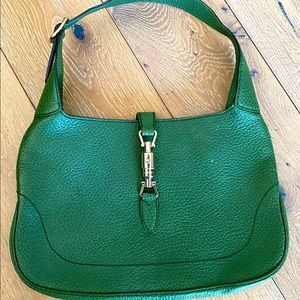 Gucci Jackie O Green Leather Shoulder Bag Genuine